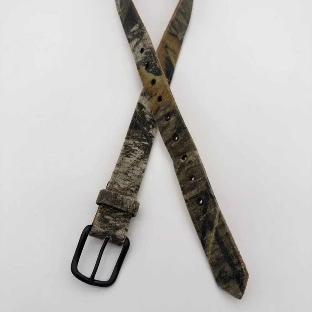 Mossy Oak Camo Canvas Leather Belt Fits 34-42 Waist Hunting Outdoor